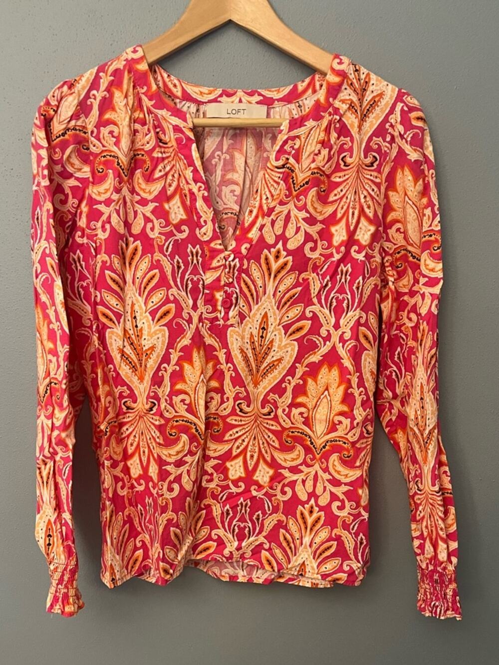LOFT Paisley Long-Sleeve Blouse